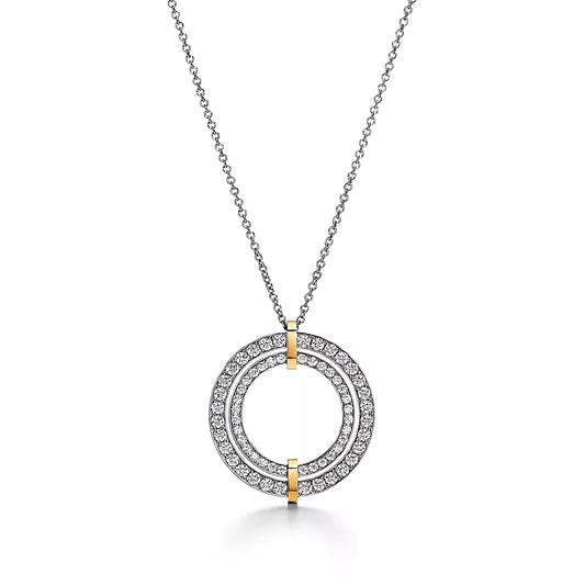 TIFFANY EDGE DIAMOND GOLD SILVER NECKLACE