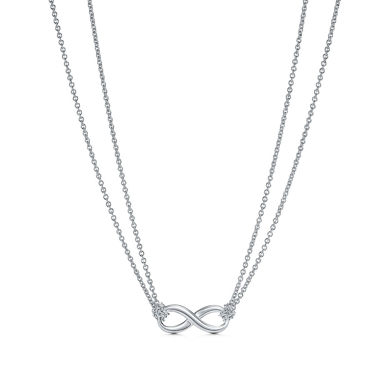 TIFFANY SILVER INFINITY DOUBLE CHAIN NECKLACE