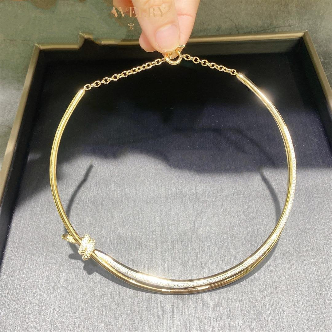 TIFFANY KNOT DOUBLE ROW NECKLACE IN YELLOW GOLD WITH DIAMONDS