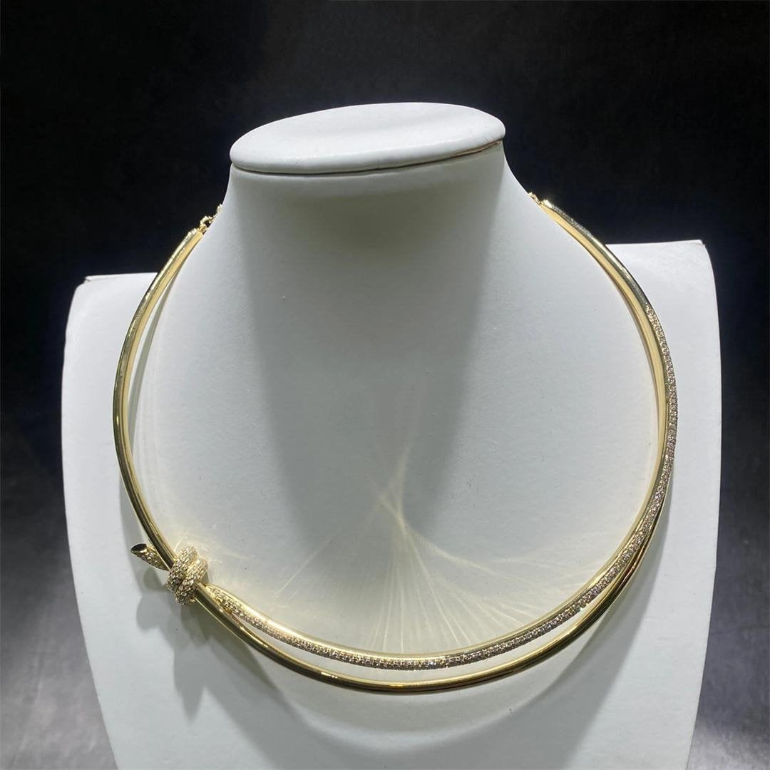 TIFFANY KNOT DOUBLE ROW NECKLACE IN YELLOW GOLD WITH DIAMONDS