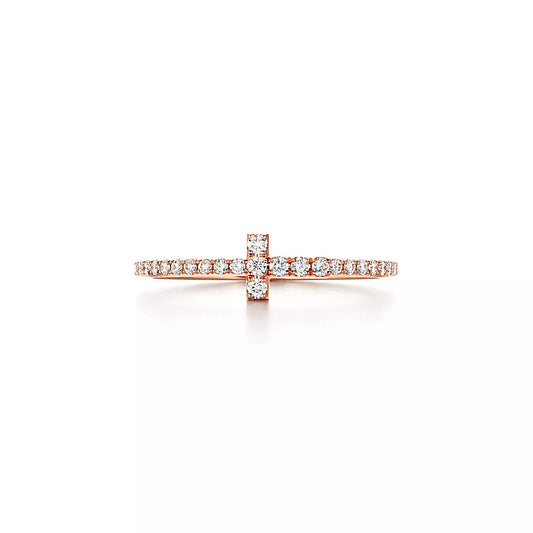 TIFFANY T RING DIAMOND PINK GOLD