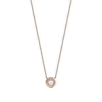 TIFFANY DIAMOND AND MOTHER PEARL CIRCLE NECKLACE PENDANT