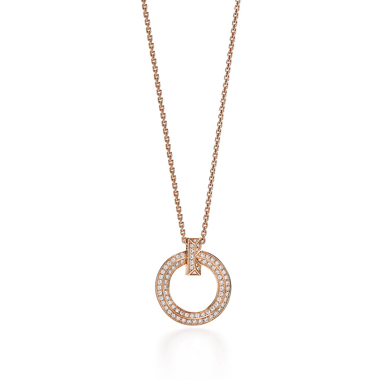 TIFFANY T1 CIRCLE DIAMOND PAVED MEDIUM NECKLACE