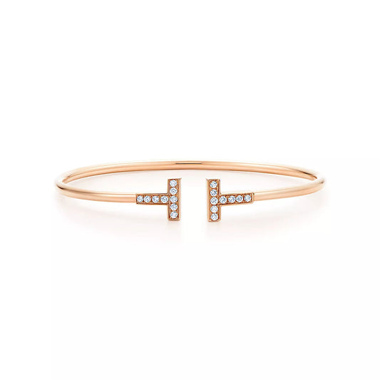 TIFFANY T BRACELET PINK GOLD 1.8MM DIAMOND