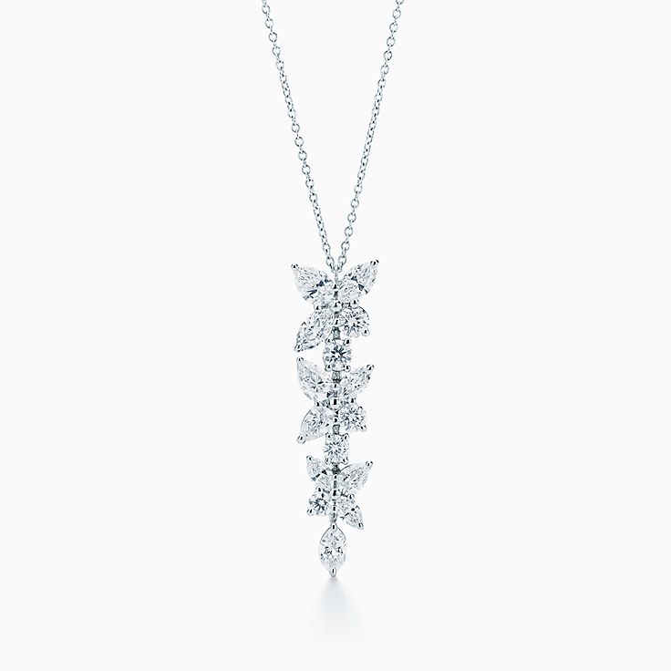 TIFFANY MIXED CLUSTER DIAMOND DROP PENDANT