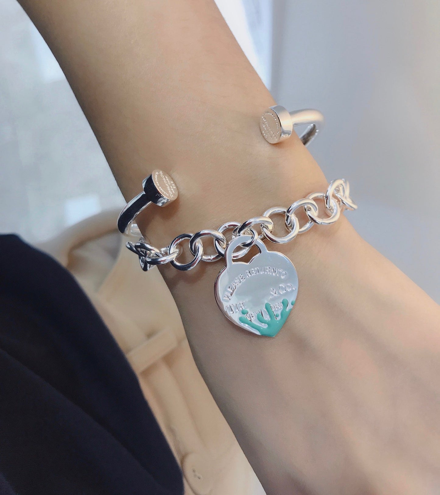 TIFFANY LOVE HEART RETURN TO TIF SILVER BRACELET