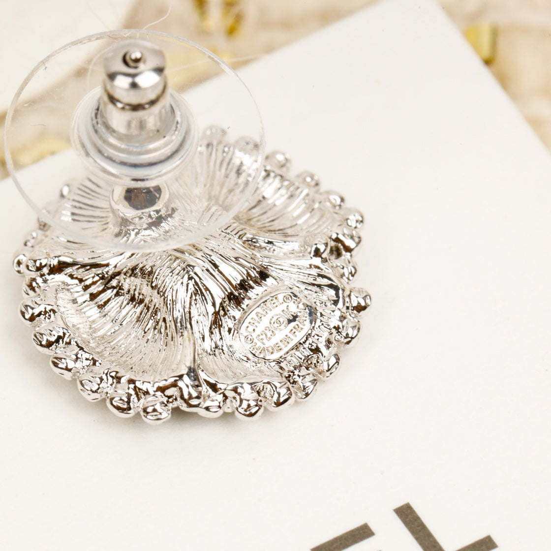Chanel Double C Small Camellia Gold Earrings