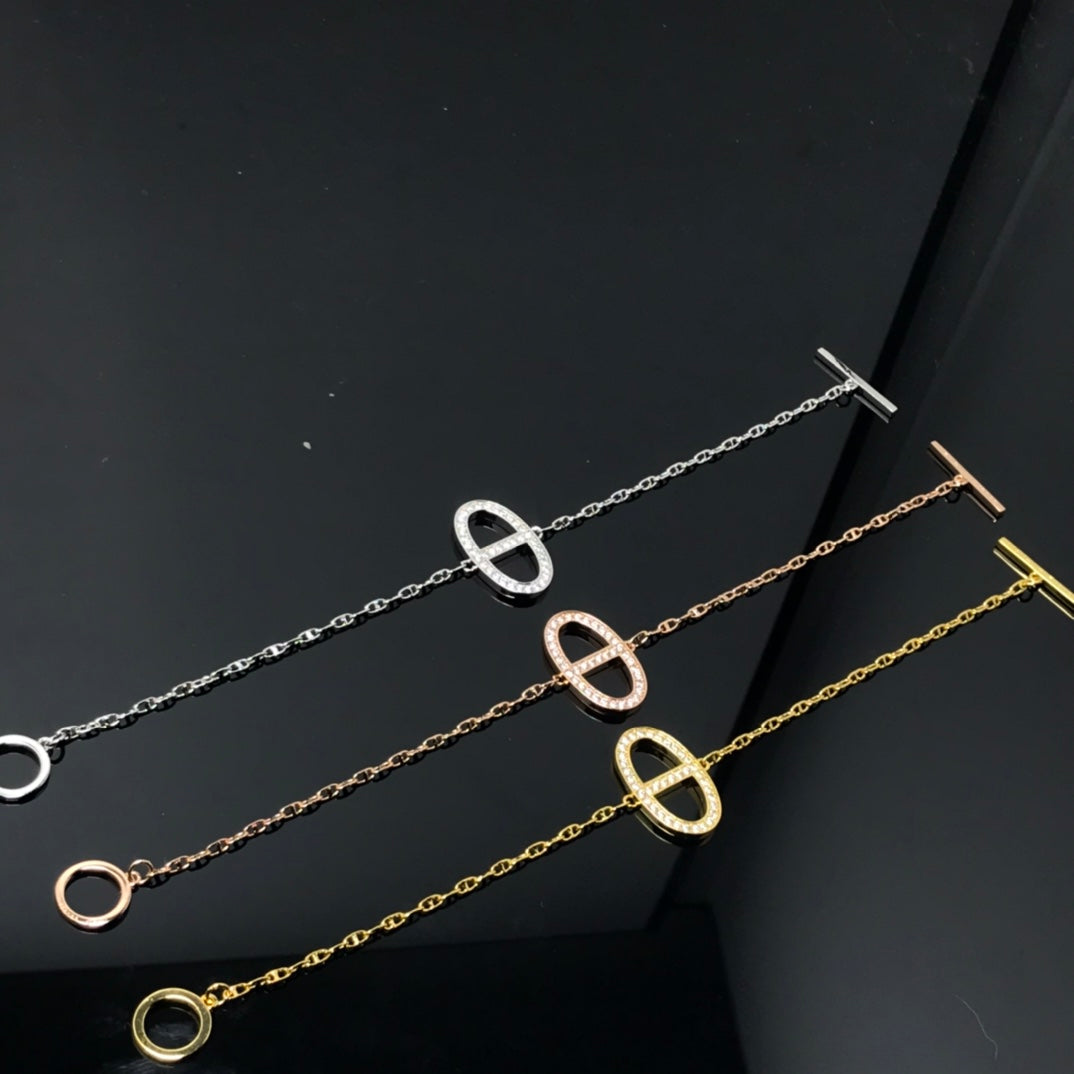 HERMES HM SMALL PIG NOSE DIAMOND BRACELET