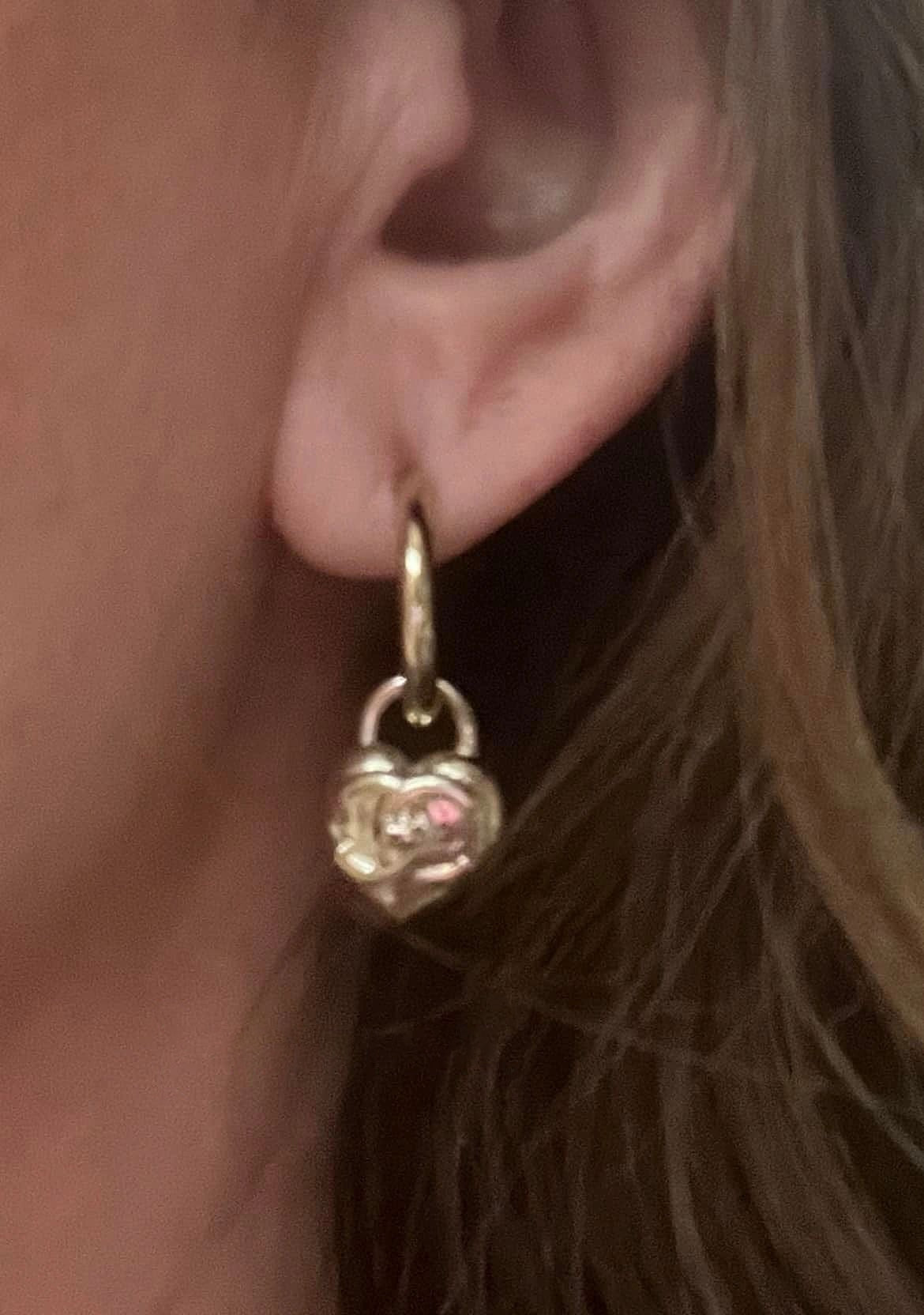Chanel Double C Drop Heart Gold Earrings