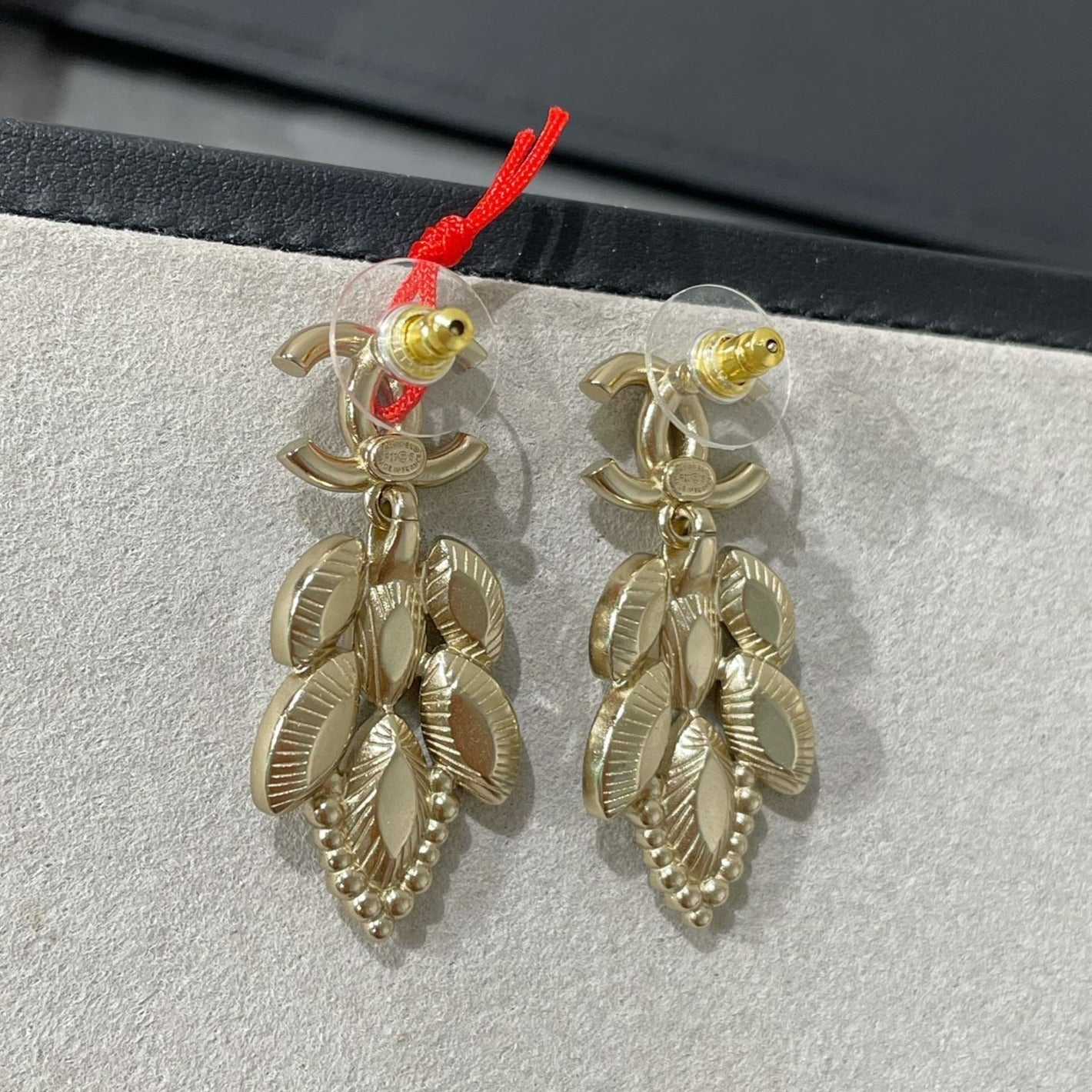 Chanel Small Fragrance Wheat Gold Diamond Earrings