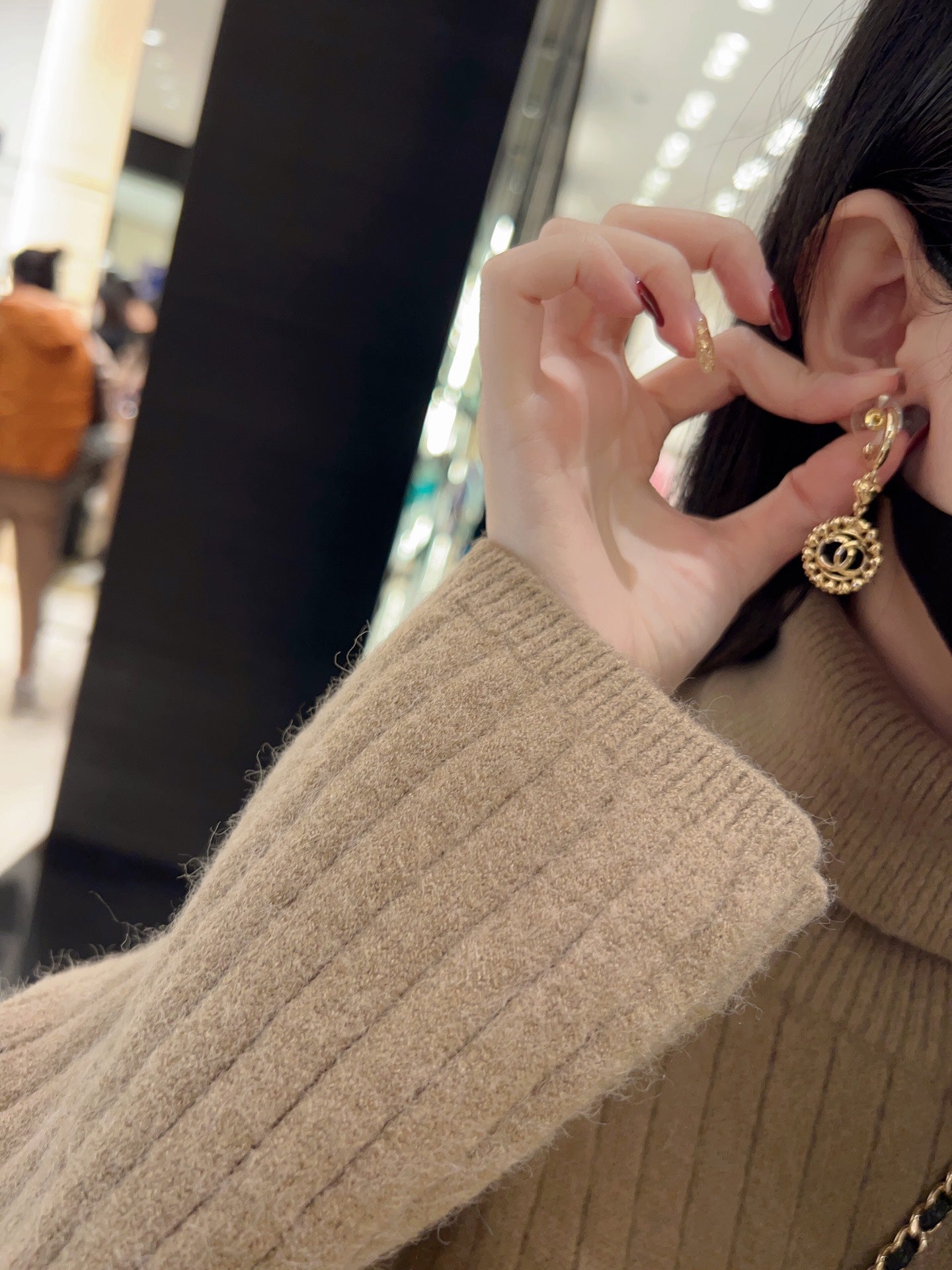 Chanel Double C Multi Heart Gold Drop Earrings