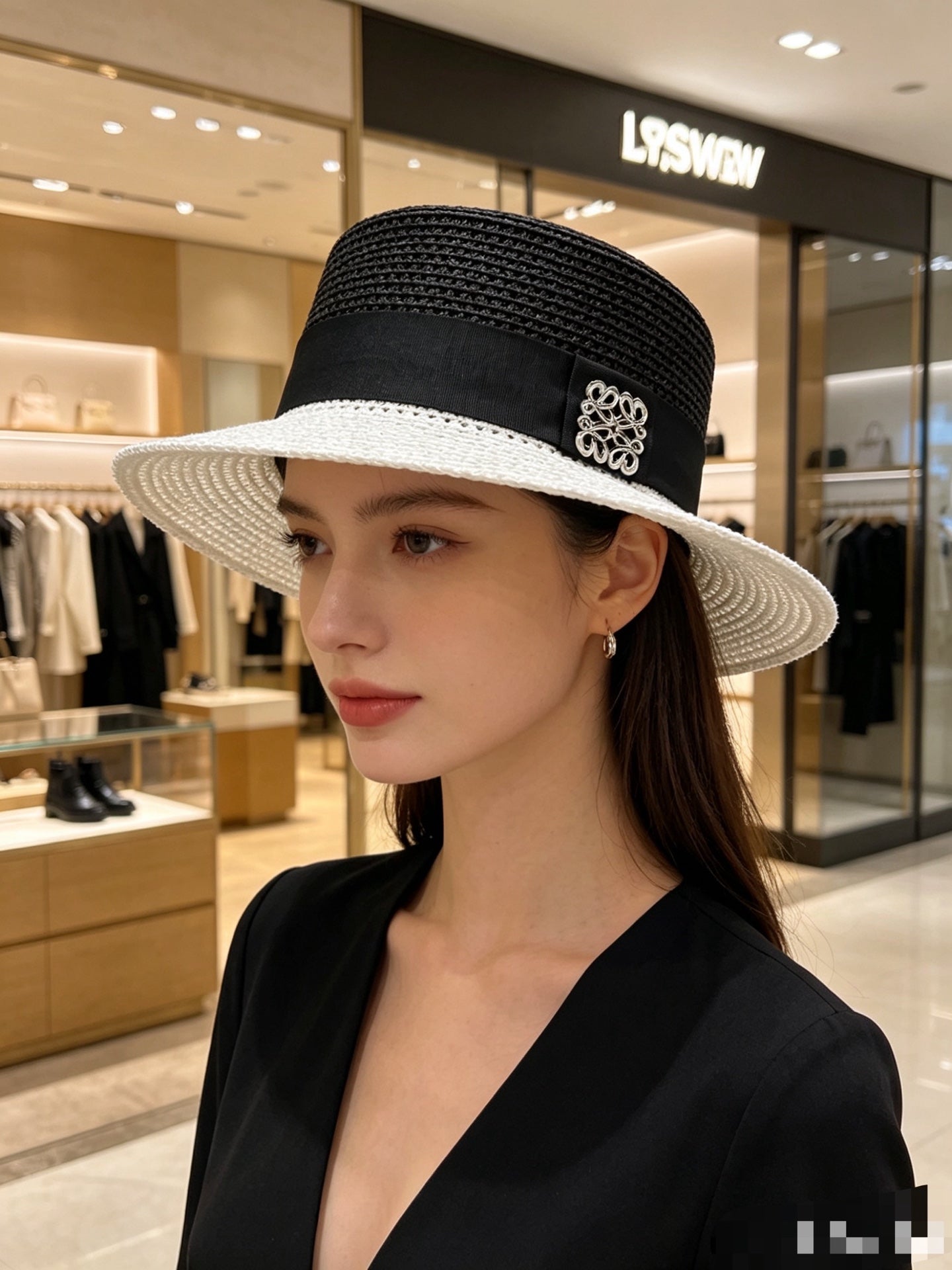 LOEWE Color-Block Flat-Top Hat