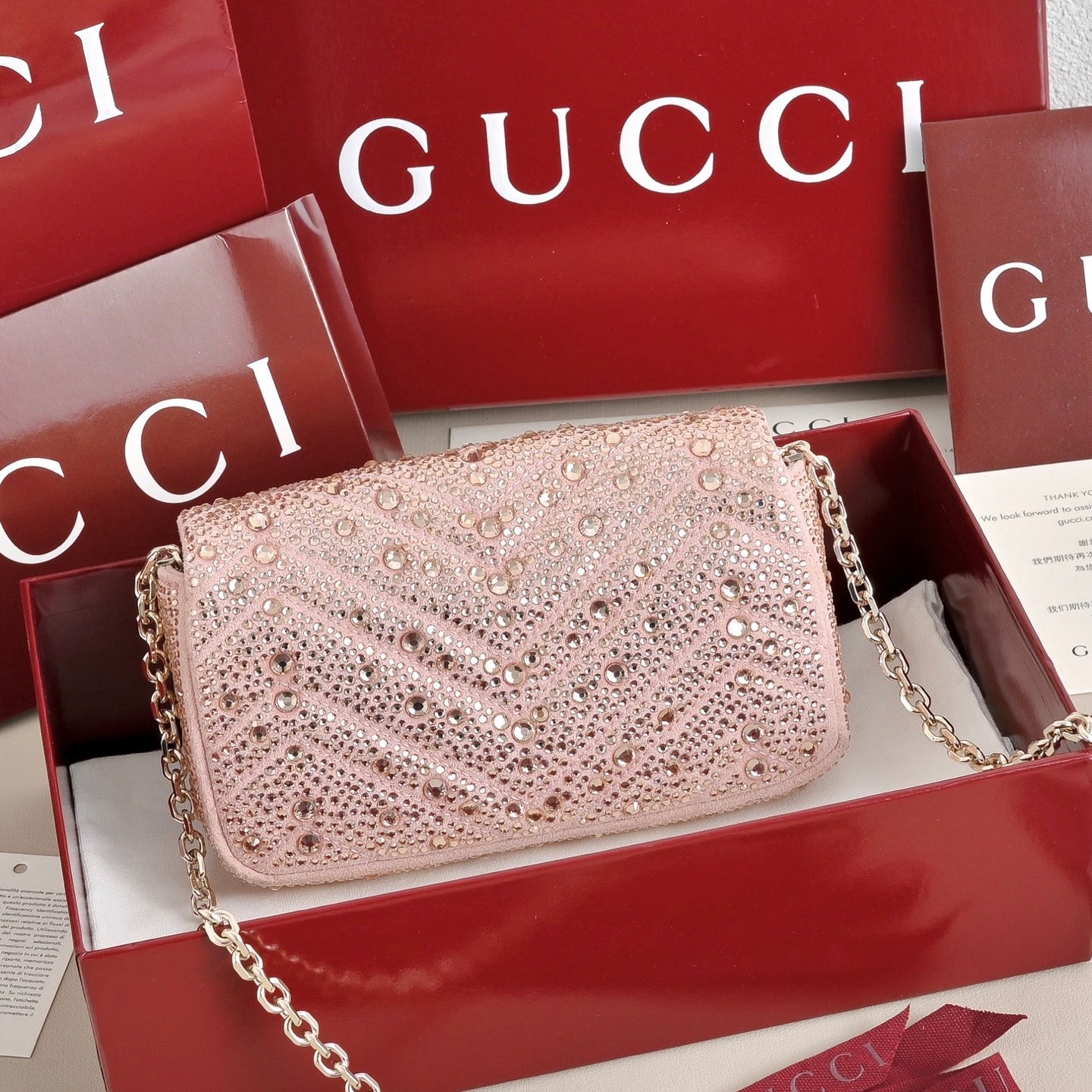 GUCCI Marmont Crystal Shoulder Bag