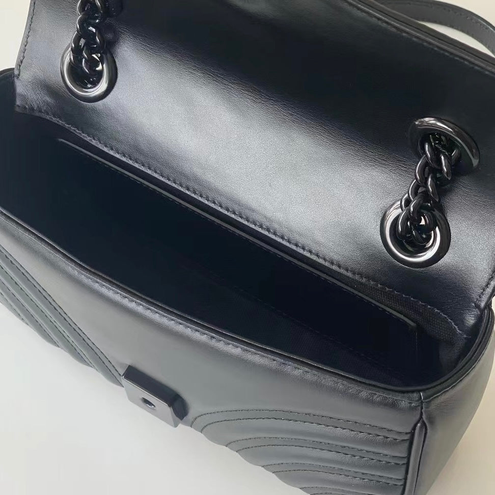 Gucci GG Marmont Black Matelassé Shoulder Bag