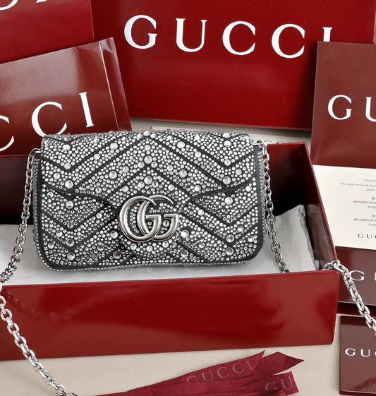 Gucci GG Marmont Crystal Mini Shoulder Bag