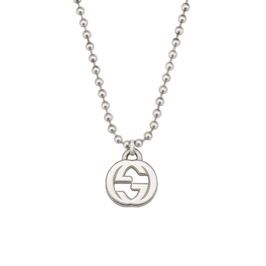 GUCCI INTERLOCKING NECKLACE G PENDANT  STERLING SILVER