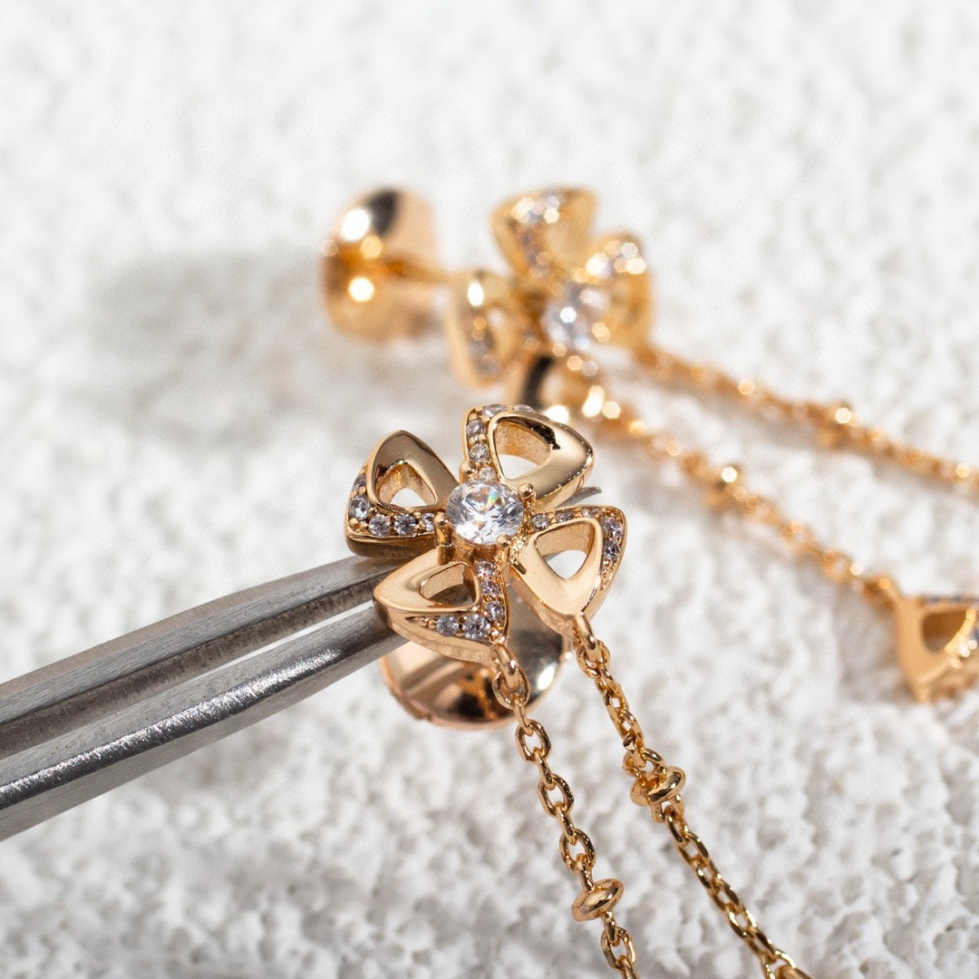 BVLGARI FIOREVER PINK GOLD DIAMONDS EARRINGS
