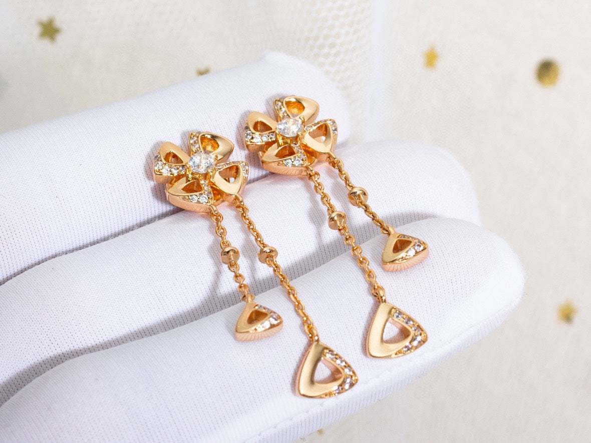 BVLGARI FIOREVER PINK GOLD DIAMONDS EARRINGS