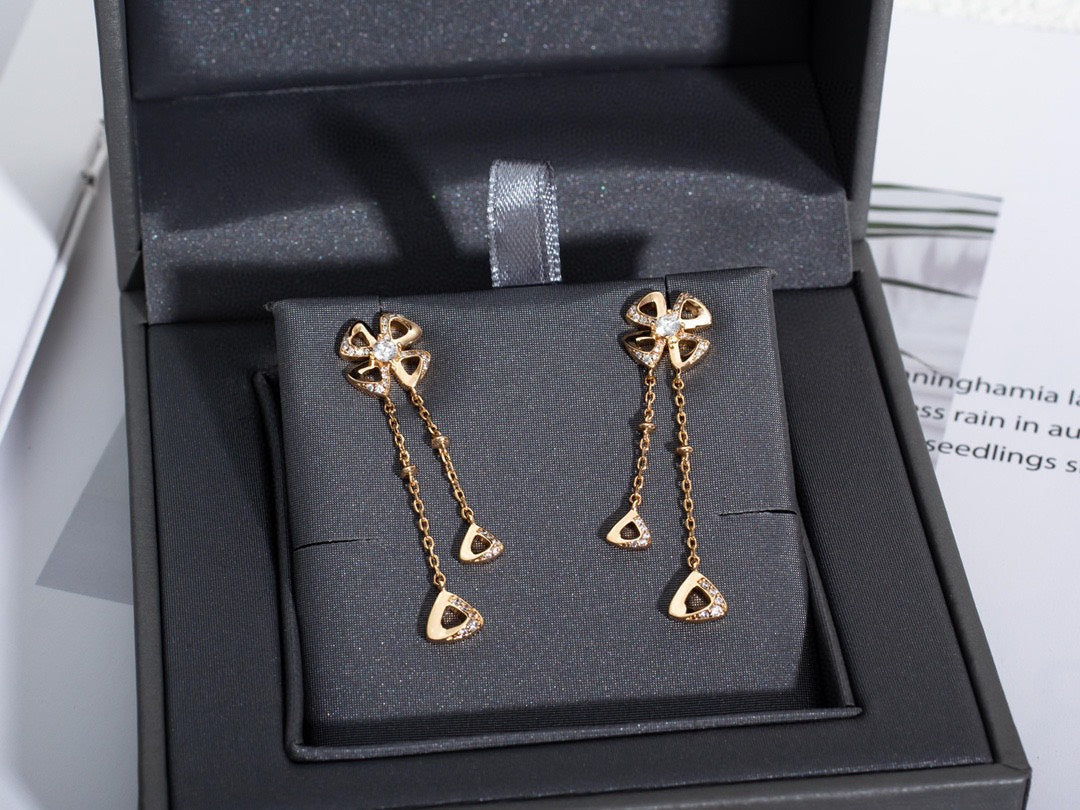 BVLGARI FIOREVER PINK GOLD DIAMONDS EARRINGS